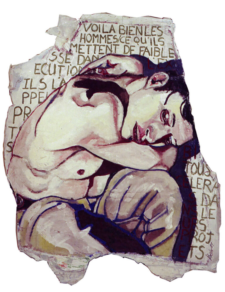 Ce que veulent les hommes (autoportrait) > techniques mixtes sur affiche arrachée > 170 x 180 cm > 1988