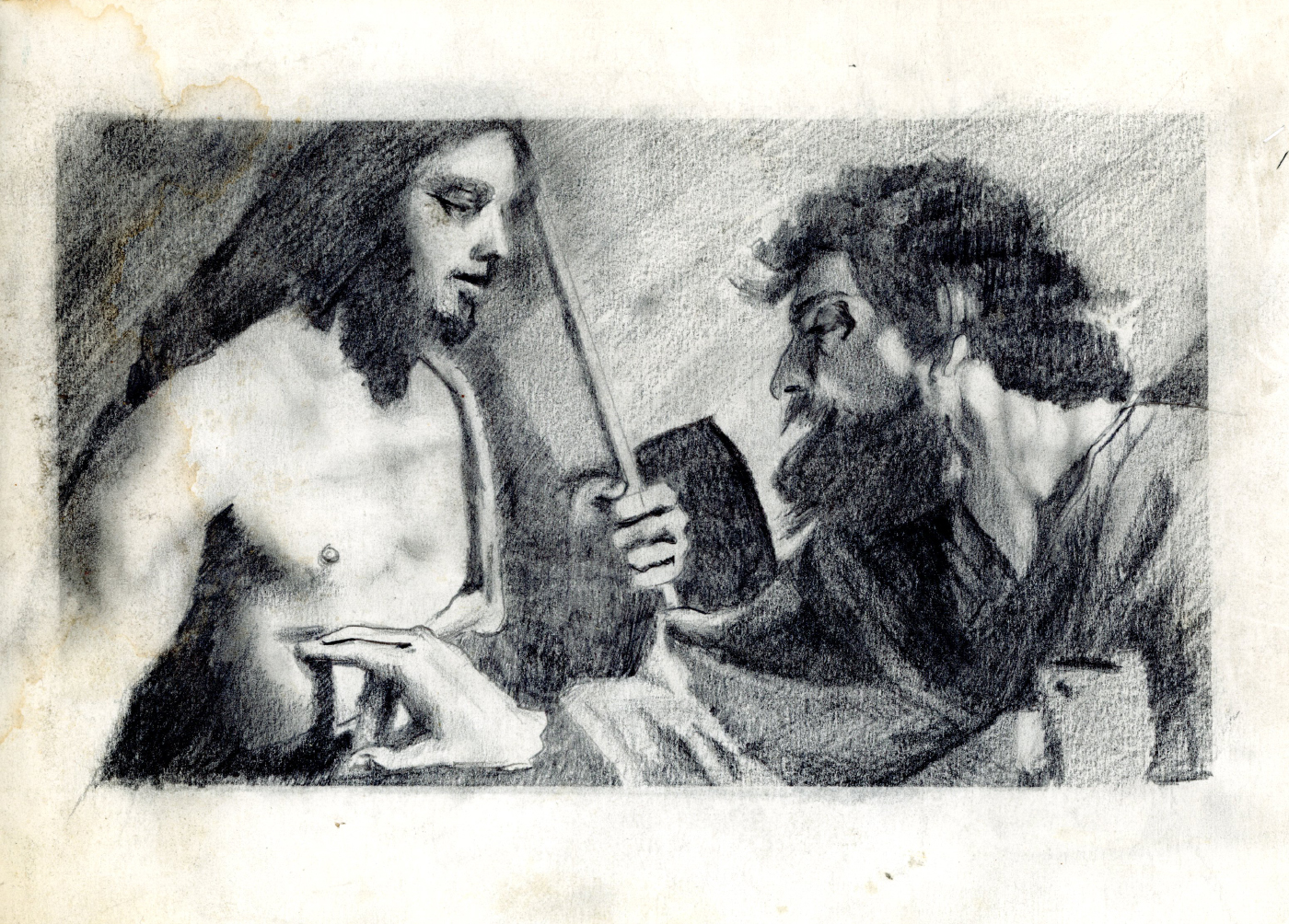 « L'incrédulité de saint Thomas » d'après Guercino > crayon sur papier